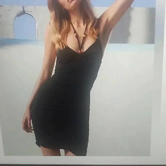 A.L.C ANYA  EMBELLISHED RUCHED STRETCH MINI DRESS - Picture 2 of 6